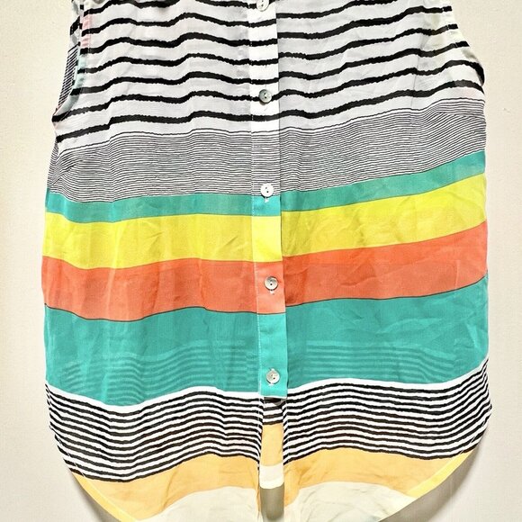 Oh My Julian Sheer Sleeveless Shirt Lace Stripe Colorblock Size Large - Picture 3 of 6